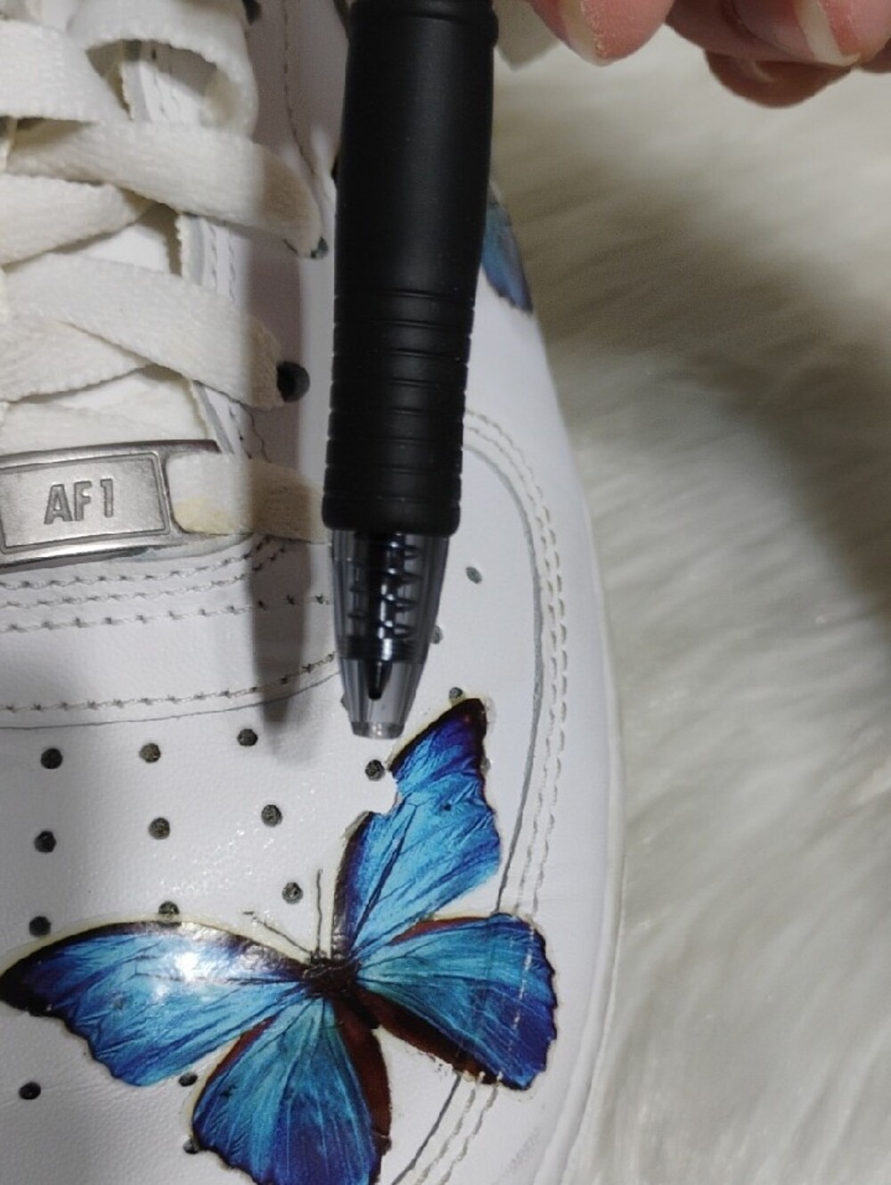 (C-64) Nike Air Force 1 Blue Butterfly Custom Design Sneakers - Picture 10 of 13